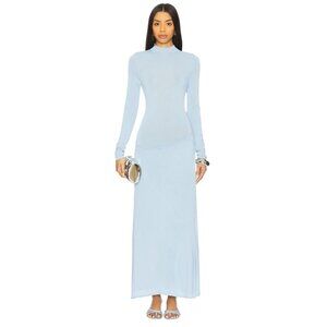 LIONESS Resolution Maxi Dress in Blue Large New Womens Long Knit Gown